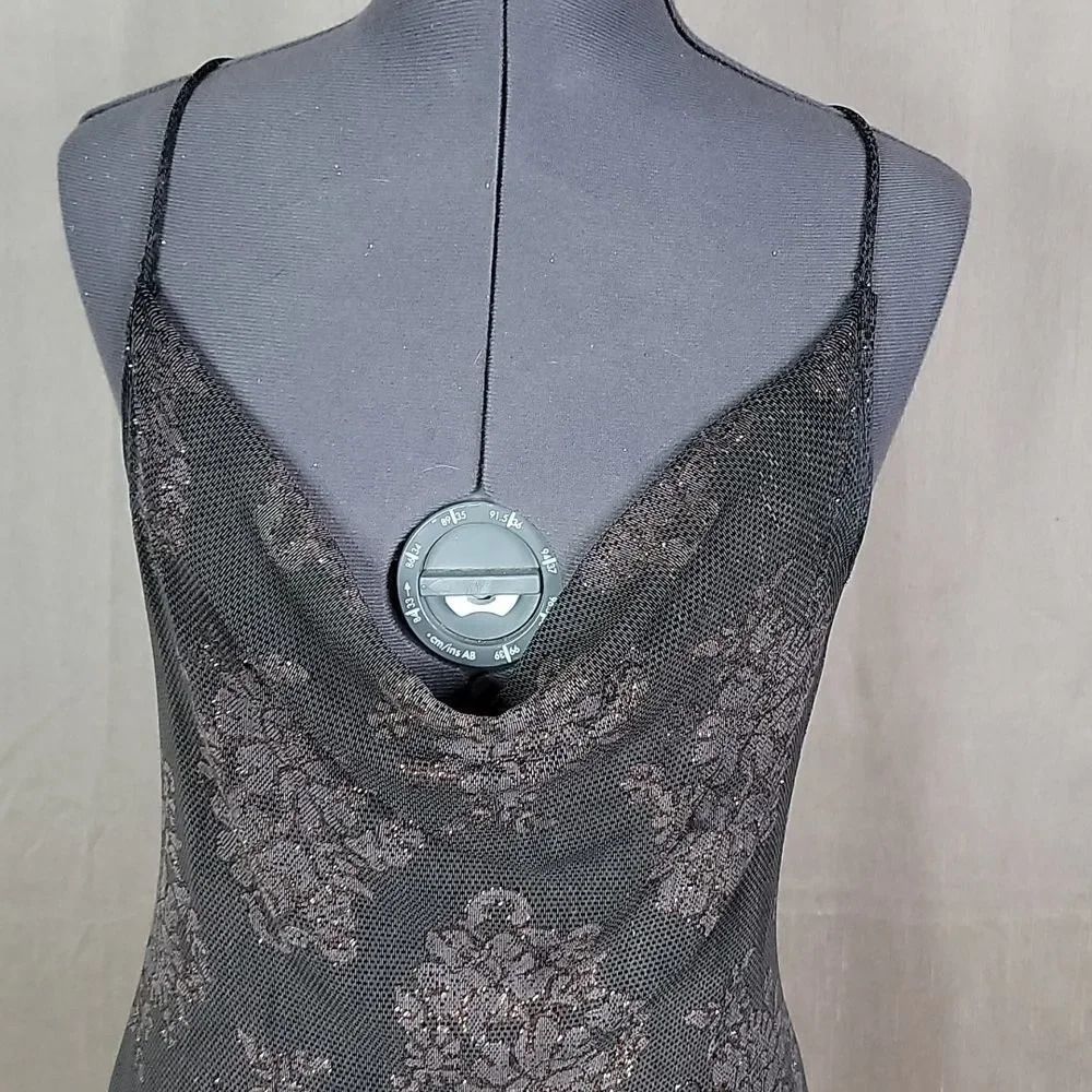 HOURGLASS Brown Floral Glittery Evening Dress Medium - Picture 2 of 12